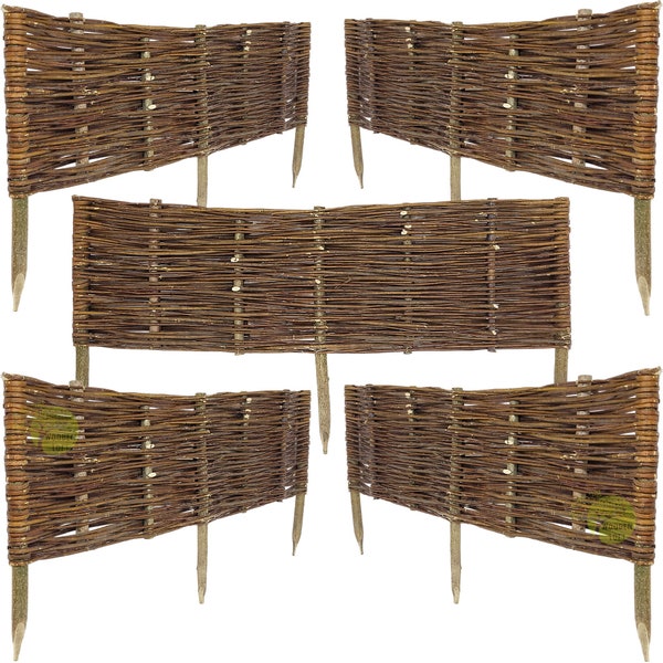 Weidenzaun 100x30cm, 5er-Set. Weidenpalisade für den Garten. Weidenzaun, Grenzzaun