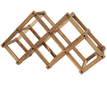 Elegant foldable wooden wine rack, interesting display of wine bottles