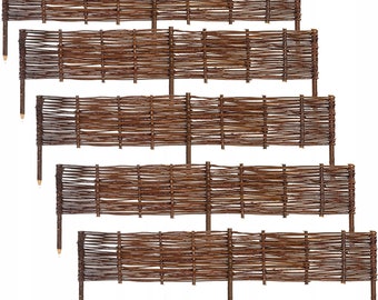 Wicker garden palisade, set of 5. Wicker fence for the garden, 120x20cm. Decorative fence for the garden, decoration and flower protection