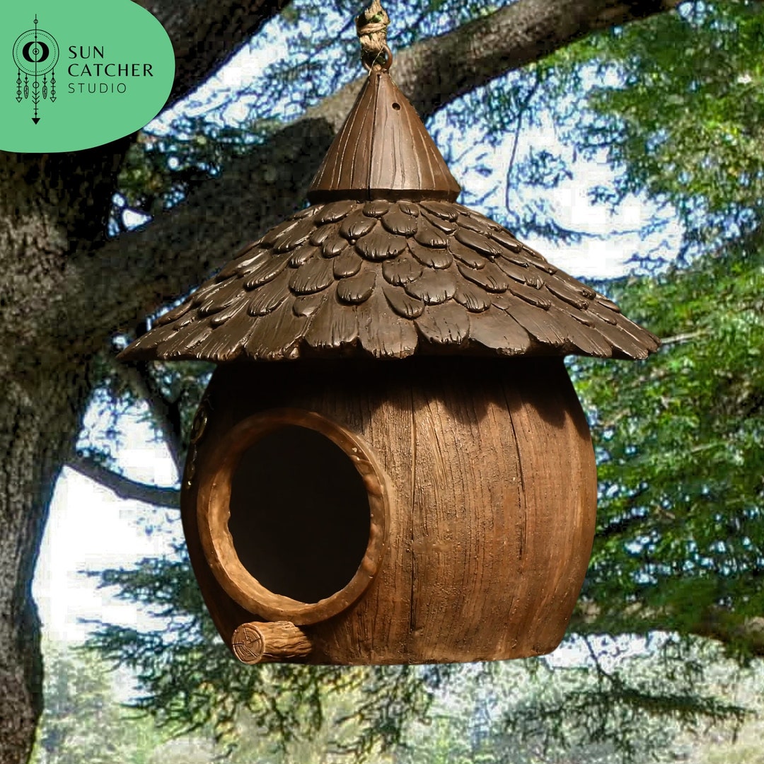 Hummingbird Bird House, Resin Nest, Hanging Birdhouse for Outside ...