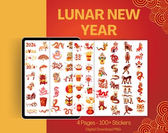 Lunar New Year Sticker, Lunar New Year, Digital Stickers, Happy Lunar New Year Digital, Printable Stickers, Lunar New Year Themed Sticker