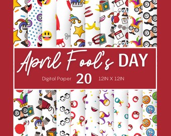 April Fool's, 20 April Fool's Day Digital Paper, Digital Paper, April Fool's Day, Instant Download, Printable Paper, Jokes Day, Digital