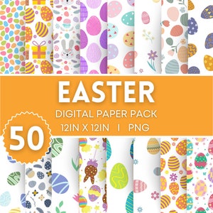 50 digitales Papier zum Thema Ostern, Sofortiger Download Frohe Ostern digitales Papier, nahtlose kommerzielle Nutzung, digitales Papier, druckbares Osterpapier