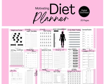 Weight Loss Tracker, Diet Planner, Weight Loss Digital Planner, Weight Loss Journal, Meal Planner, Fitness Planner, Weight Loss Charts