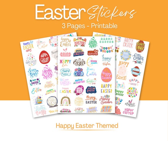 70+ Happy Easter Day Stickers, Easter, Eggs, Bunny, Stickers, Printable, Easter Scrapbook Stickers, Digital Download, Gift For Easter Day
