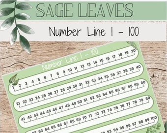 Sage Leaves Number Line 1 - 100