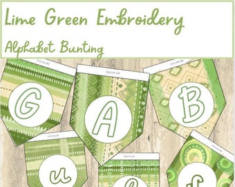 LIME GREEN Classroom alphabet bunting