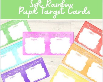 SOFT RAINBOW Editable Pupil Target Cards