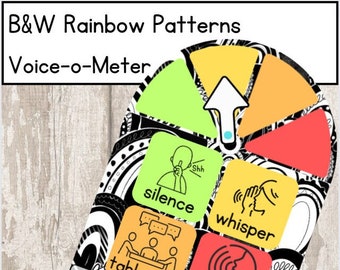 B&W Rainbow Patterns Classroom Voice-o-Meter