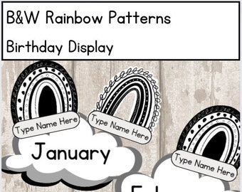 B&W Rainbow Pattern Classroom Birthday Display