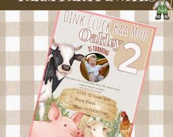 2nd Birthday Editable Farmer Party Invites