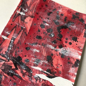 Abstraktes Bild mit Acrylfarben gemalt in Rot Schwarz auf Papier, schöne Kontraste und Farben, original Gemälde für ein schönes Zuhause Bild 2