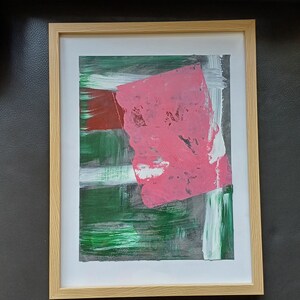 Abstrakte moderne Kunst auf Papier mit Acrylfarben und Firnis / ausdurcksstarke Farben und Formen Bild 5