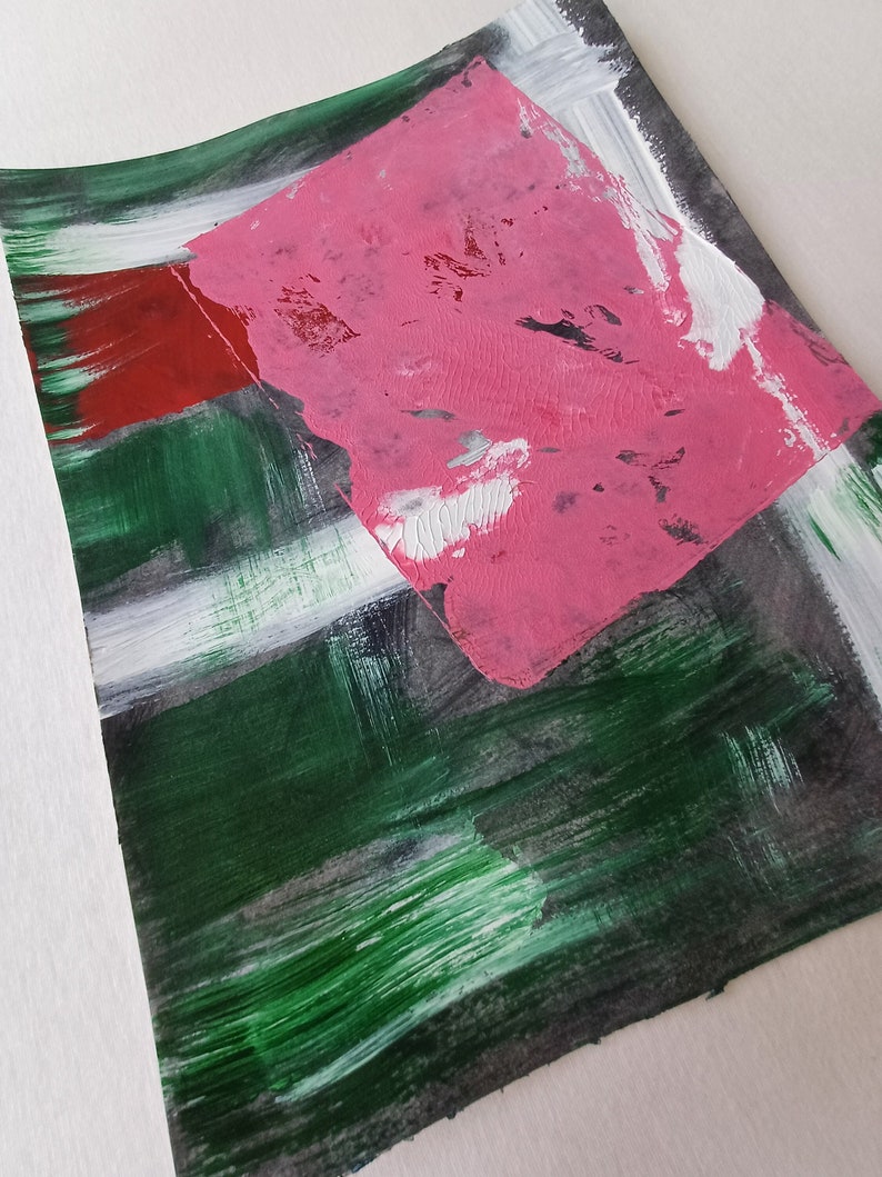 Abstrakte moderne Kunst auf Papier mit Acrylfarben und Firnis / ausdurcksstarke Farben und Formen Bild 2