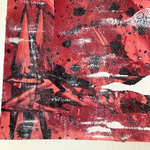 Abstraktes Bild mit Acrylfarben gemalt in Rot Schwarz auf Papier, schöne Kontraste und Farben, original Gemälde für ein schönes Zuhause Bild 5