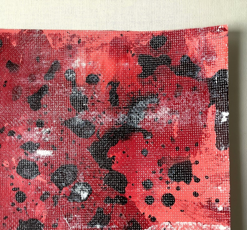 Abstraktes Bild mit Acrylfarben gemalt in Rot Schwarz auf Papier, schöne Kontraste und Farben, original Gemälde für ein schönes Zuhause Bild 7