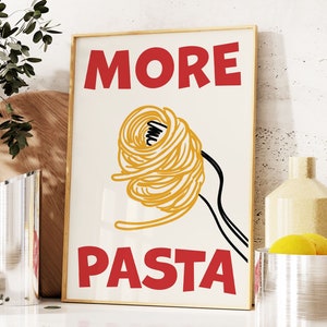 More Pasta Print, Retro Italian Food Print, Spaghetti Art, Trendy Maximalist Kitchen Print, Pasta Lover Print, Mid Century Modern Print
