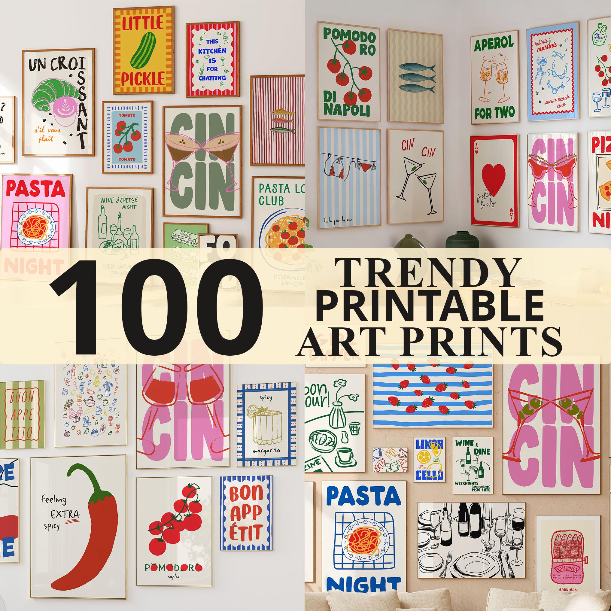 150 kitchen art prints: mega bundle, trendy gallery... Mega Bundle Gallery Wall Set of 100 Prints, Trendy Wall Art, Printable ...
