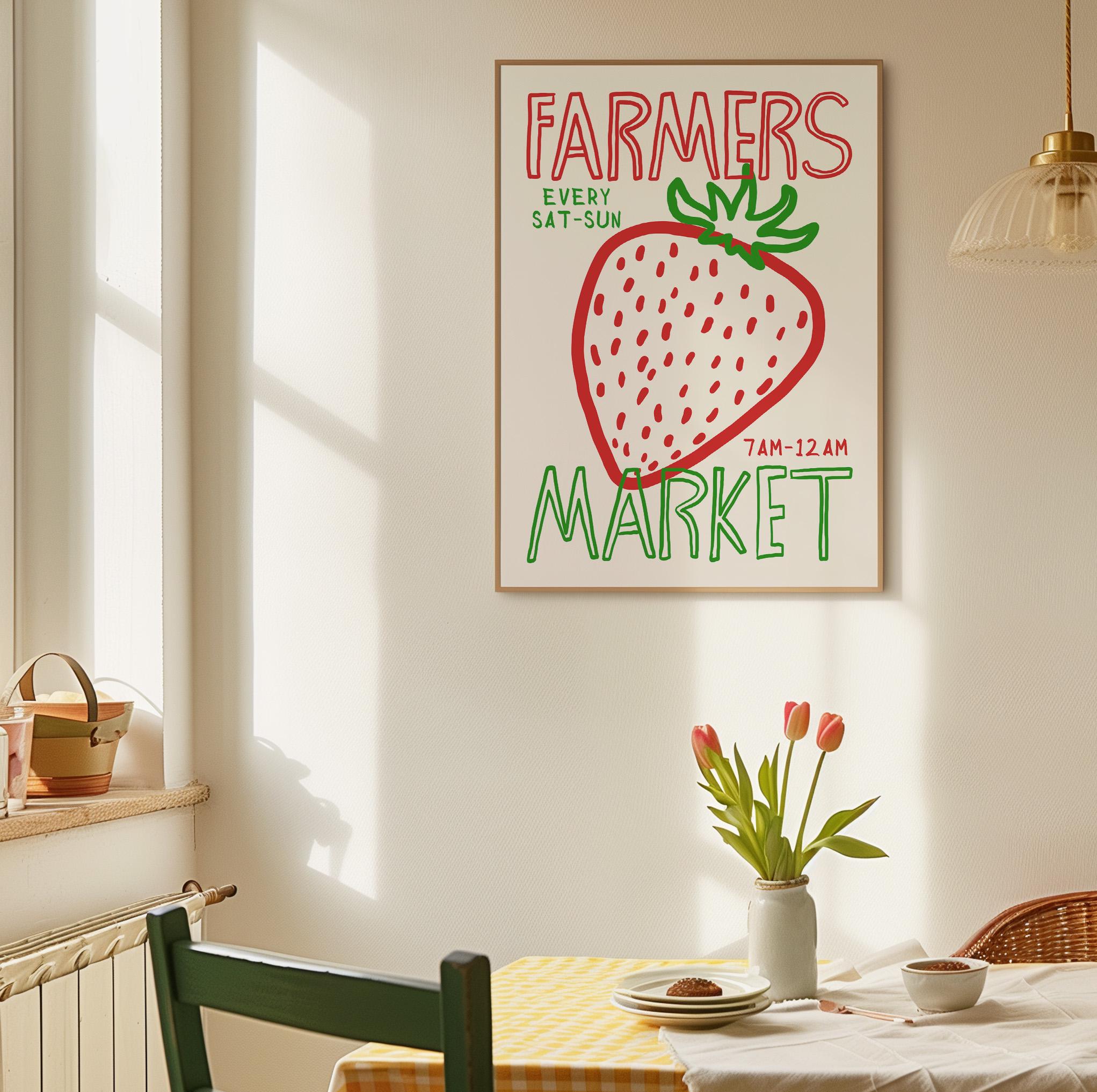 Kitchen Gallery Wall Set, Trendy Fruit and Food Print, Colorful ...