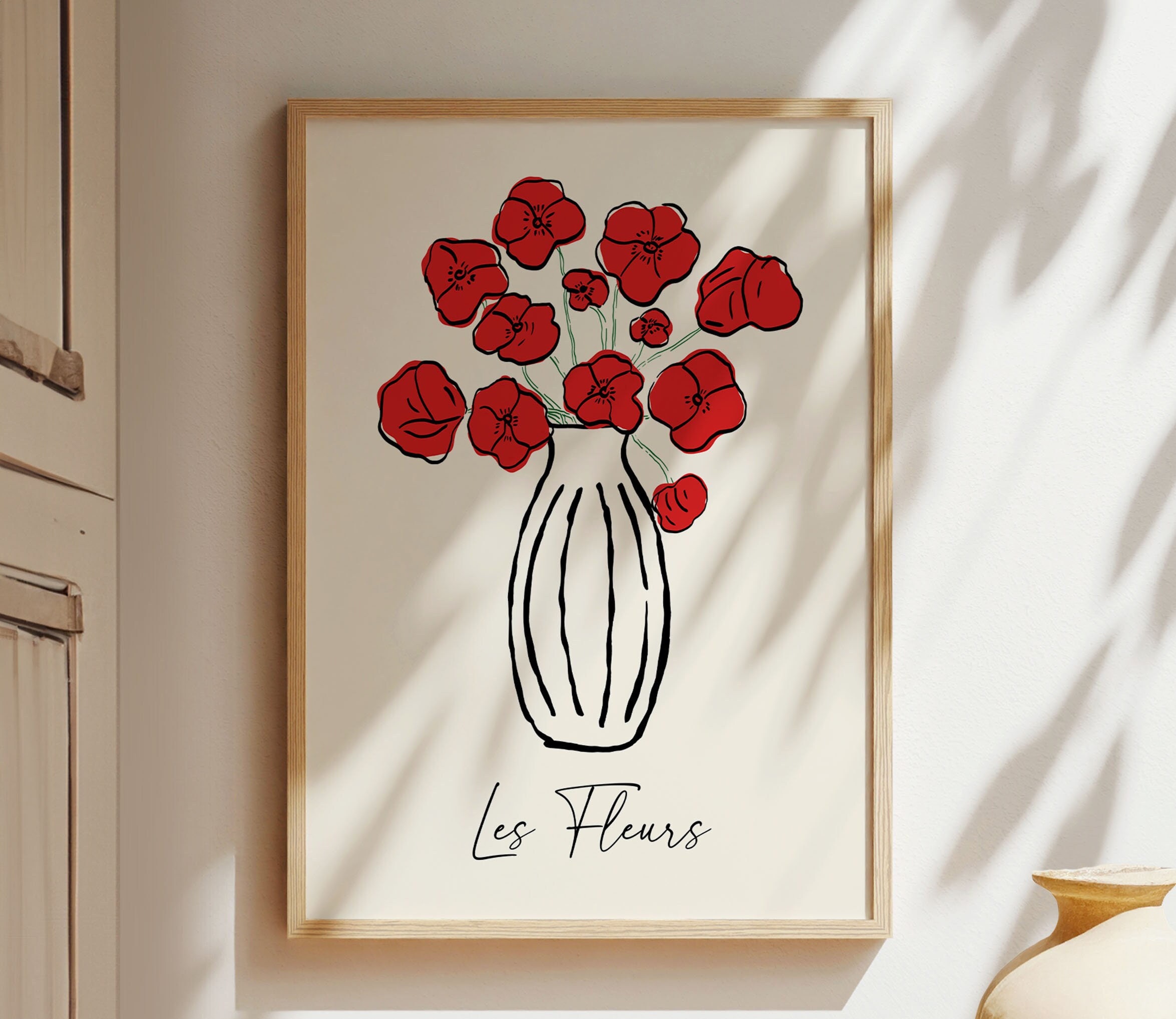 プリント 「Les Fleurs」フランスヴィンテージ ガラス 額装