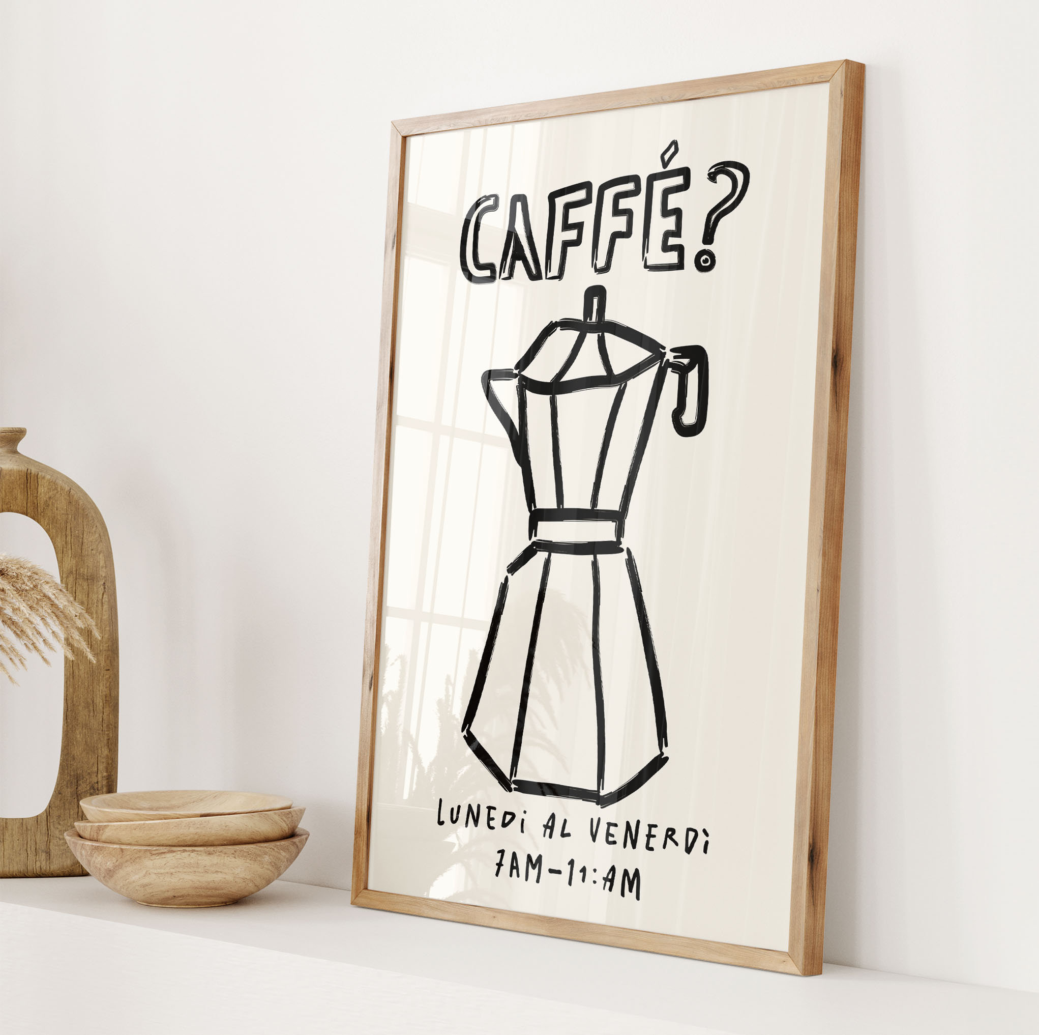 Retro Caffe Poster, Italian Moka Pot Print, Caffettiera Poster, Coffee ...