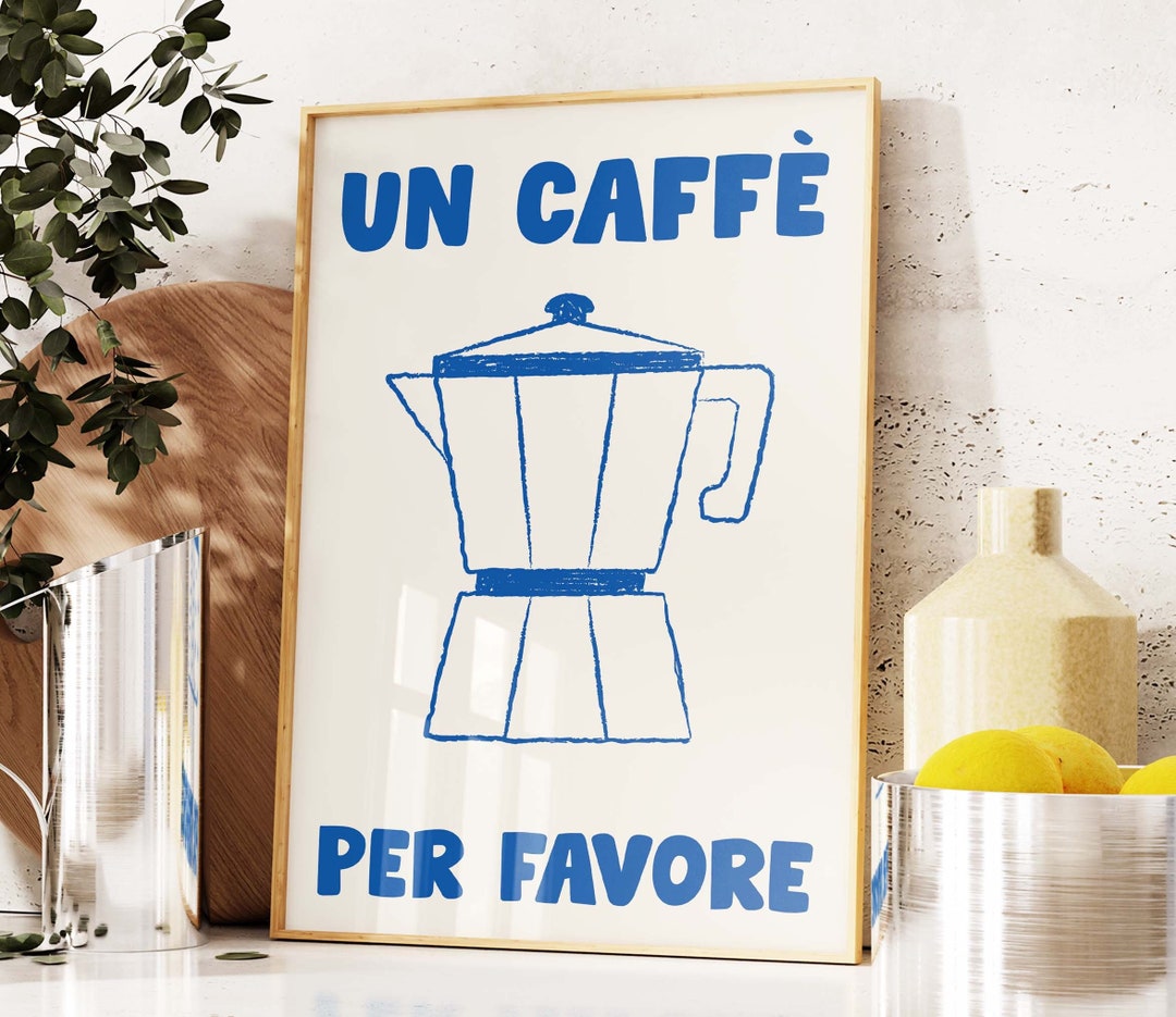 Retro Caffe Print, Digital Download, Maximalist Kitchen Print, Moka Pot ...