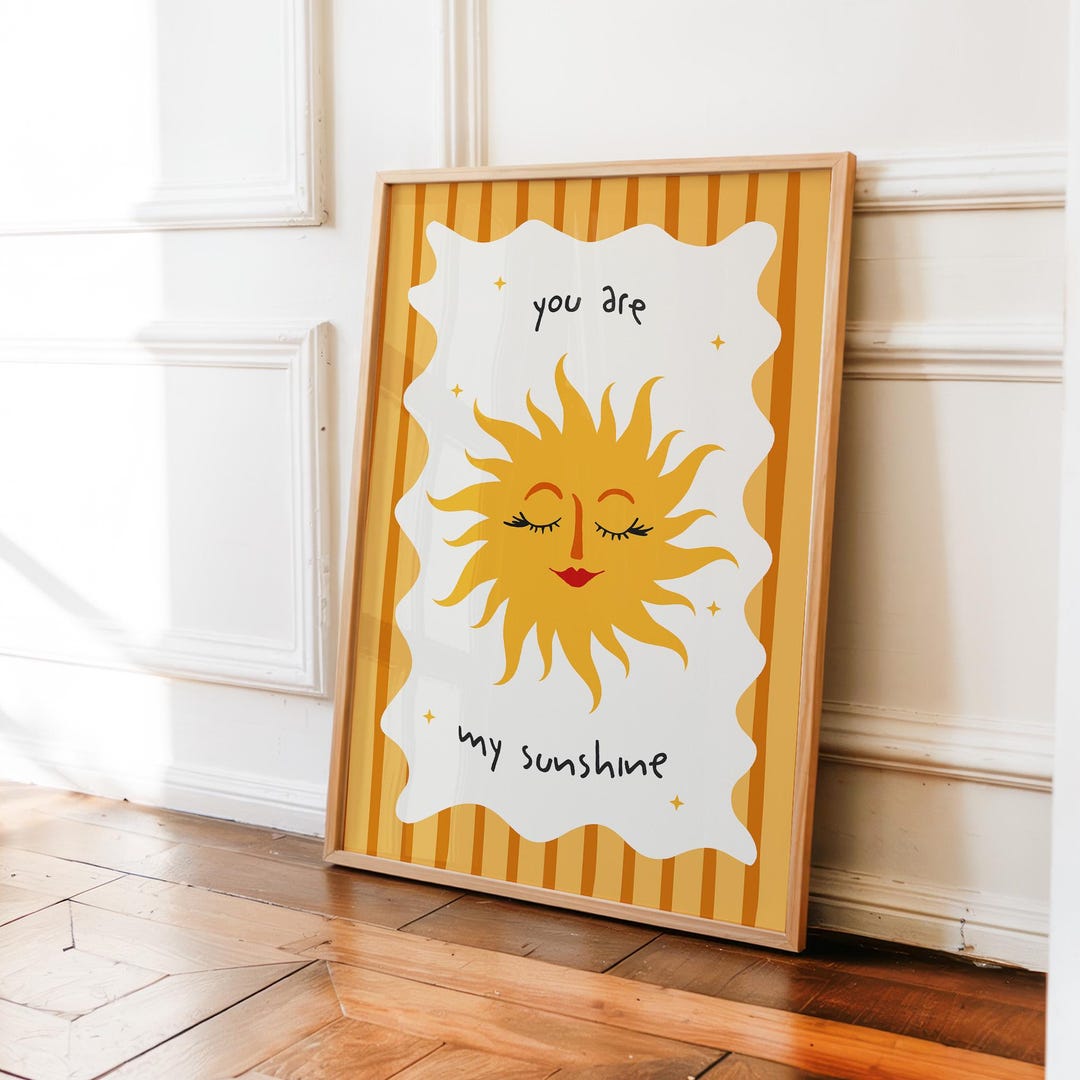 You Are My Sunshine Nursery Wall Art, Sun Illustration Print, Baby Room ...