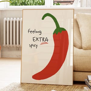 Retro Chilli Pepper Print, Vegetable Art Print, Modern Kitchen Print, Food Illustration, Fruit Market Print, Hand Drawn Art, Pepper Poster