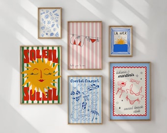 Summer Prints Gallery Wall Set, Trendy Coastal Beachy Home Wall Art, Home Decor Ideas, European Vibes, Aesthetic Preppy Decor, DIGITAL FILES