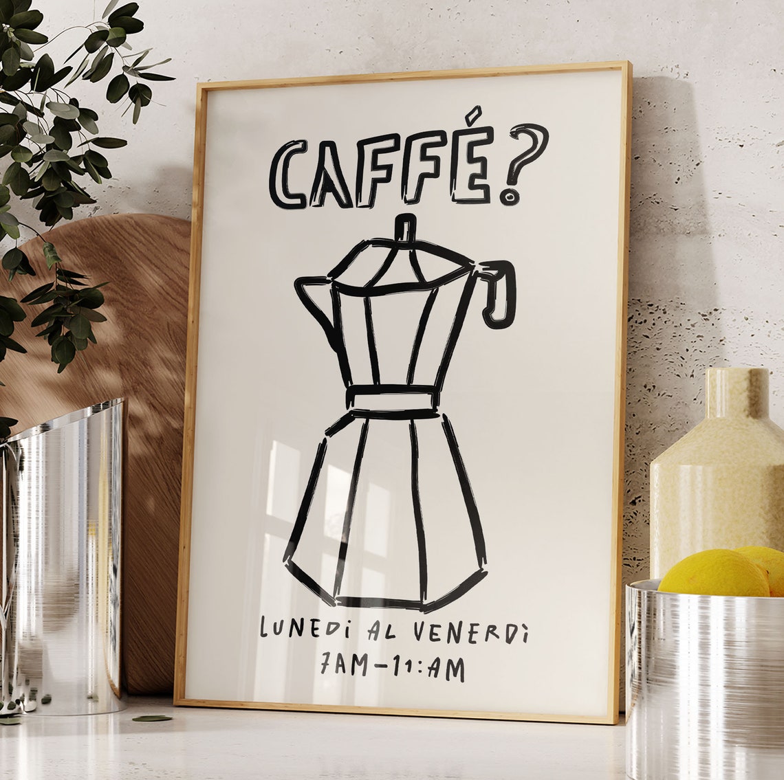 Retro Caffe Poster, Italian Moka Pot Print, Caffettiera Poster, Coffee ...
