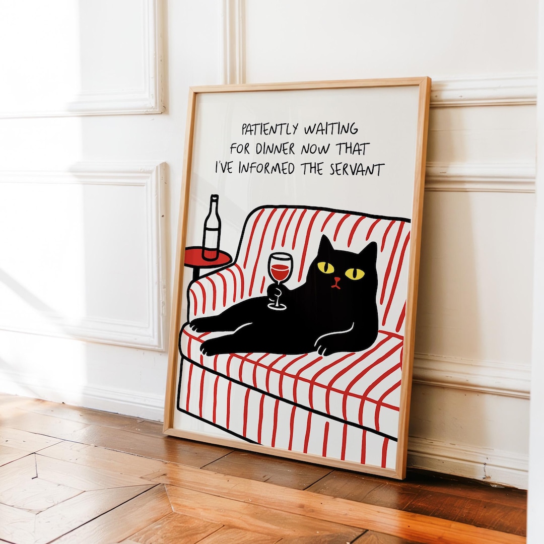Funny Cat Wall Art Print, Black Cat Poster, Humorous Cat Lover Gift ...