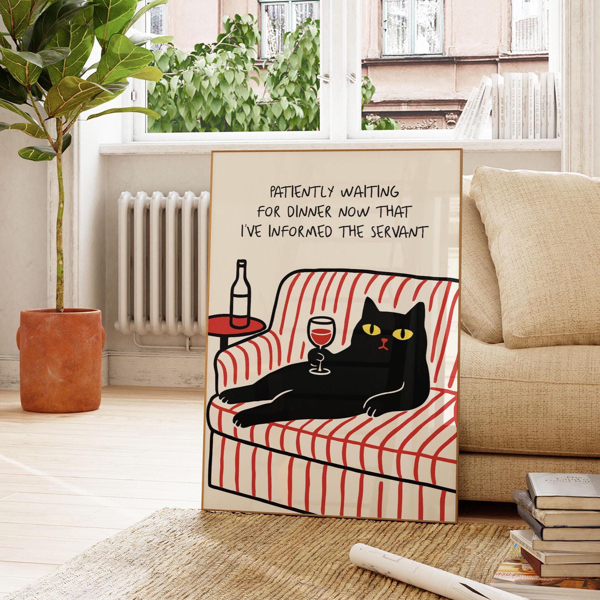 Funny Cat Wall Art Print, Black Cat Poster, Humorous Cat Lover Gift ...