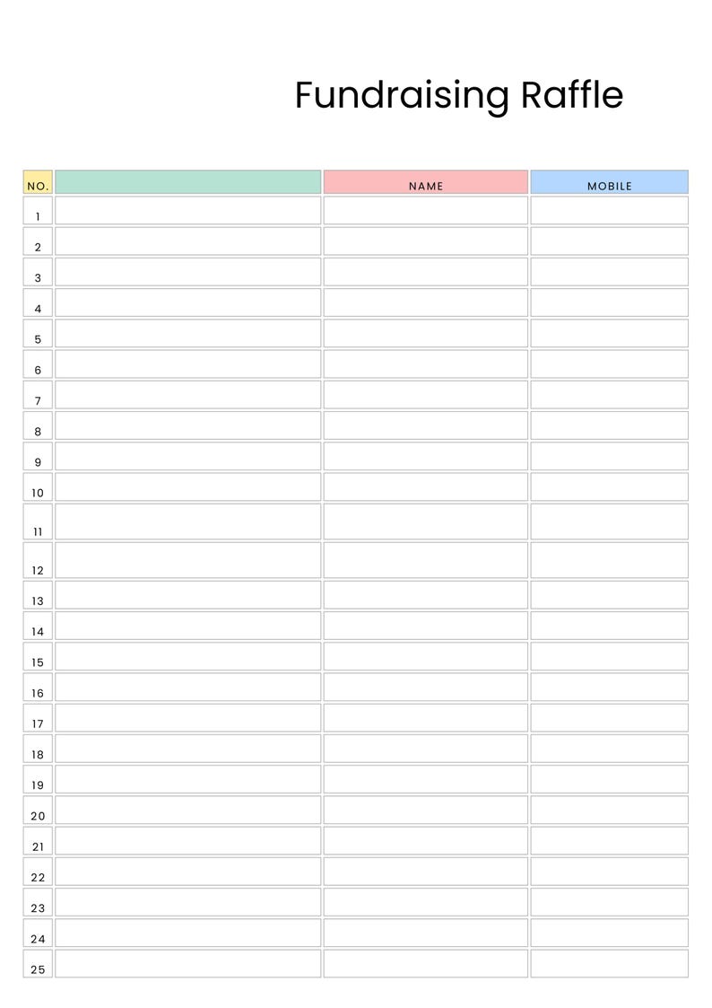 Grant Raffle Header Blank Fundraising Raffle Sweepstakes Game - Entry Sheets and ...