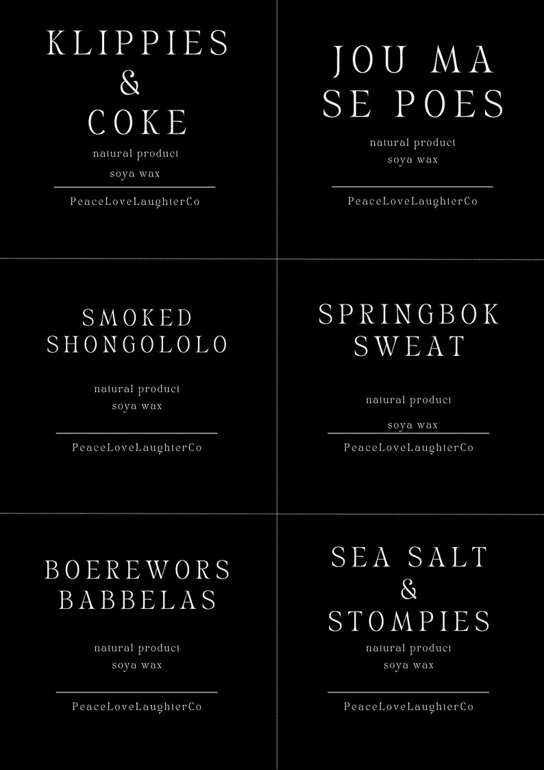 Springbok Labelling Funny South African Candle Scent Labels - Print and Stick to Your Own ...