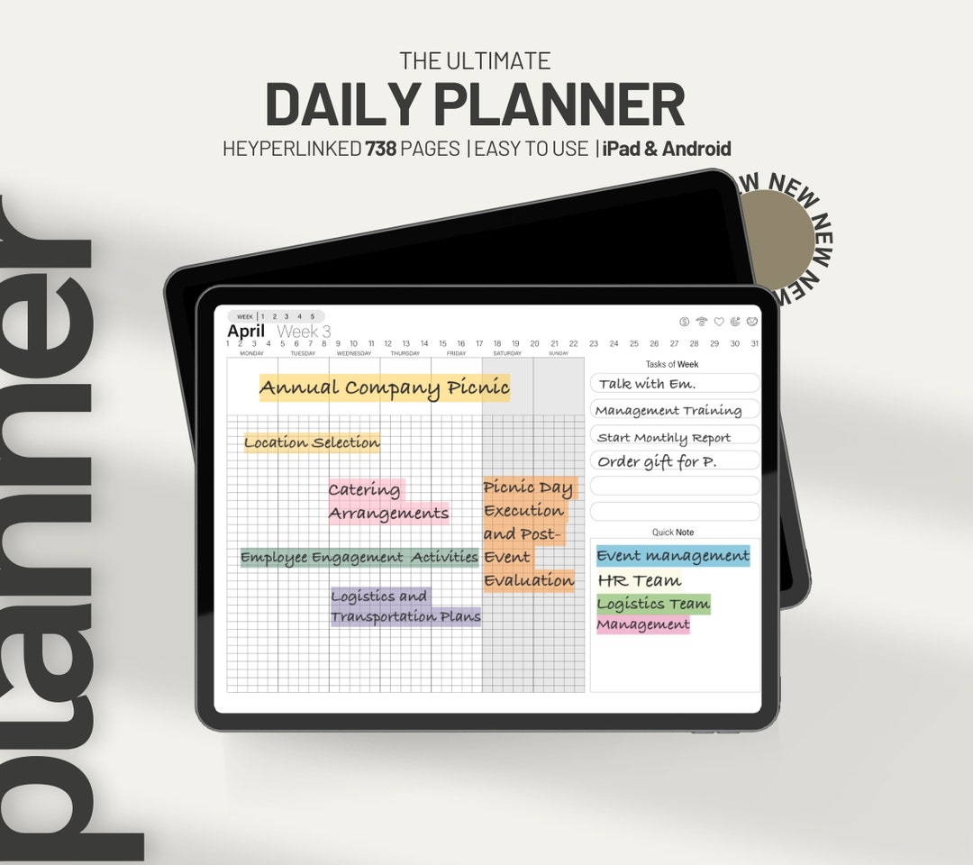 Digital Daily Planner 2024 Goodnotes Planner iPad Notability Undated ...