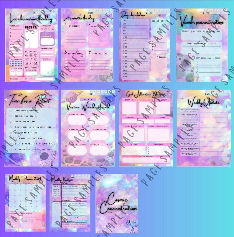 Digital: Printable Cosmic Concentration. ADHD + Neurodivergent Planner ...