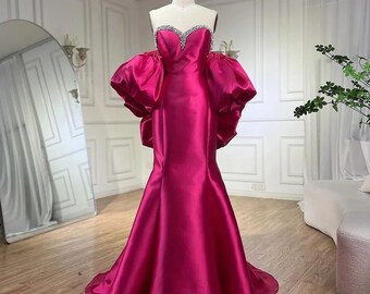 Luxury Fuchsia Gala Gown | Elegant Evening Dress | Prom Elegance | Strapless Mermaid Luxury Evening Dress | Formal Long Gown | Wedding