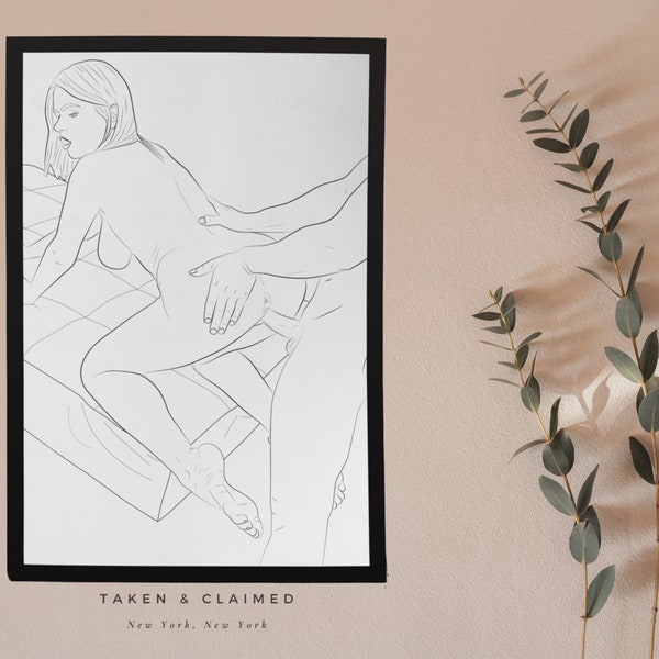 Erotic Line Art for Playful Couples - DOGGY STYLE - Intimate Art, Romantic Wall Art, Romance Art, Minimalist Couple Line Art