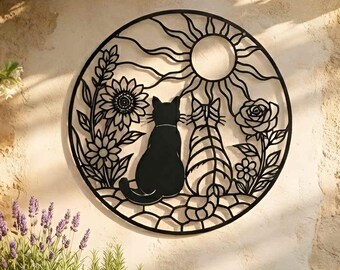 Cat Metal Wall Art, Cat Couple Metal Sign, Pet Memorial Wall Art, Two Cats Decor, Cat Welcome Sign, Pet Lover Gift, Cat Lover Gift