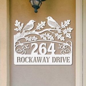 Personalized Bird Oak Tree Address Sign, Address Metal sign, Birds House Number Sign, Custom Address Plaque, Front Door Sign,New Home Gift