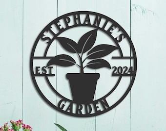 Personalized Metal Garden Sign, Tree Pot Sign, Garden Stake, Gardener Decor, Outdoor Garden Sign, Greenhouse Sign, Gardening Gift