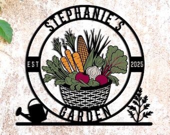 Personalized Metal Vegetable Garden Sign, Homegrown Veggies Garden Sign, Custom Garden Name Sign, Garden Decor, Gardener Gift