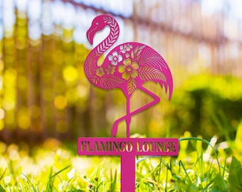 Personalized Pink Flamingo Sign, Custom Flamingo Metal Sign, Pool Sign, Beach House Gifts, Housewarming Gift, Flamingo Decor, Garden Decor