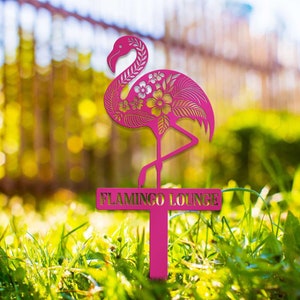 Personalized Pink Flamingo Sign, Custom Flamingo Metal Sign, Pool Sign, Beach House Gifts, Housewarming Gift, Flamingo Decor, Garden Decor