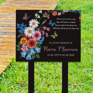 Paletto commemorativo floreale personalizzato, lapide commemorativa, lapide da giardino in metallo, lapide commemorativa in metallo, lapide floreale
