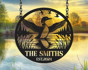 Custom Lake Loons Metal Sign, Duck Lover Gift, Lake House Decor, Outdoor Decor, Pond Sign Decor, Cottage Sign, Garden Decor