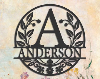 Custom Family Name Sign with Letter, Metal Last Name Sign, Personalized Monogram Sign, Outdoor Name Sign, Front Door Decor