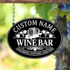Personalized Vineyard Metal Sign, Wine Bar Sign, Wine Bar Hanging Sign,Vineyard Bar Decor, Metal Wine Sign, Man Cave Decor