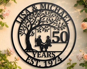 Personalized 40th/ 50th Anniversary Metal Wall Art, Custom Couple Name Sign, Golden Wedding Anniversary Gift, Gift For Parents
