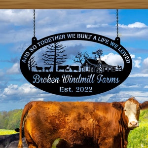 Custom Metal Farm Sign, Personalized Cow Farm Sign, Farmville sign, Barn Sign, Farmer Gift, Farmhouse Decor, Personalized Farm Name Sign